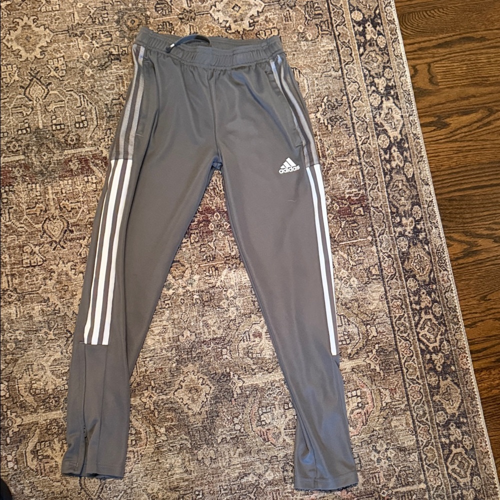 adidas Gray Jogger Sweatpants with White Side Stripes